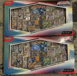 x2 Pokemon Prismatic Evolutions Lucario EX and Tyranitar EX Premium Collection - Image 1