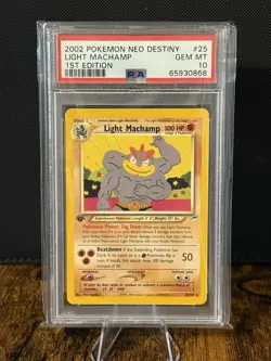2002 Pokemon Neo Destiny 1st Edition Light Machamp #25 PSA 10 - Image 1