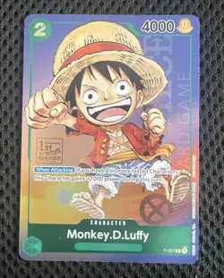 Monkey D Luffy P-037 1st Anniversary Tournament STAMP Promo Holo One Piece Card - Image 1