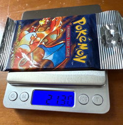 3 Pokemon Base Set packs / Long Crimp / WOTC 1999 / All Heavy 21.24g--21.3g - Image 5