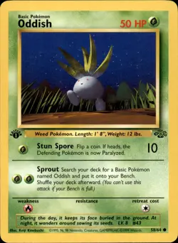 Oddish 58/64 1st Edition - Pokemon Jungle - NM - Image 1