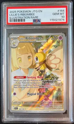 Pokemon JTG EN Journey Together Illustration Rare LILLIE'S RIBOMBEE #164 PSA 10 - Image 1