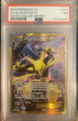 PSA 7 Pokemon TCG 2016 Alakazam EX (Secret) 125/124 Fates Collide - Image 1