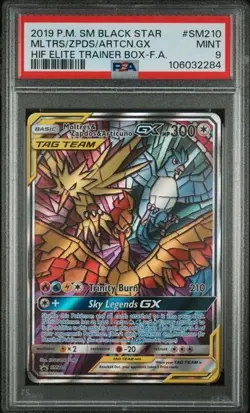 2019 POKEMON SM BLACK STAR PROMO FULL ART/MOLTRES & ZAPDOS & ARTICUNO GX PSA 9 - Image 1