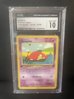 CGC GEM MINT 10 Pokemon Slowpoke 67/82 2000 Team Rocket 1st Edition - Image 1