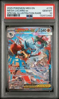 2025 POKEMON MEG EN-MEGA EVOLUTION #179 MEGA LUCARIO EX PSA 10 - Image 1