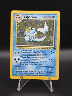 Vaporeon Jungle Holo Rare 12/64 80 HP 1999 English Pokemon Card - Image 1