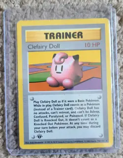 Clefairy Doll Trainer Card 1st Edition 70/102. Base Set. Pokemon TCG. MP - Image 1