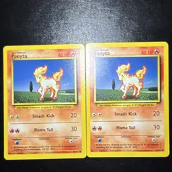 Pokemon TCG Base Set Ponyta 60/102 Unlimited English Lot of 2 (1999) 2 Cards - Image 1