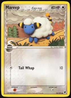 Mareep 54/101 Common Dragon Frontiers Pokemon Moderately Played - Image 1