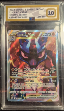 Pokemon Lucario Vstar Black Star Promo SWSH291 PG 10 Grade - Image 1