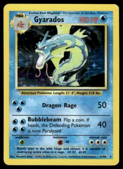 Gyarados 6/102 Base Set Unlimited Holo Rare NM EBAY LIVE MONDAY - Image 1