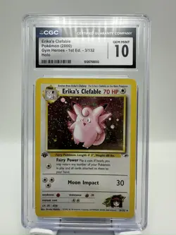 Pokemon TCG Vintage Gym Heroes Erika's Clefable 003/132 Holo ✨Gem Mint CGC 10✨ - Image 2