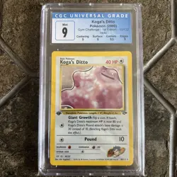 Koga's Ditto Pokemon 2000 Gym Challenge 1st Edition 10/132 Holo CGC 9 Mint - Image 1