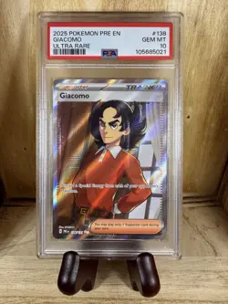 Pokemon Prismatic Evolutions Giacomo Full Art 138/131 🔥 PSA 10 🔥 Gem Mint! - Image 1