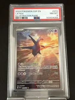 2024 POKEMON SSP EN-SURGING SPARKS ILLUSTRATION RARE #203 LATIOS PSA 8 - Image 1