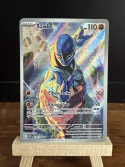 Pokemon TCG Sawk 130/086 White Flare IR Holo - Image 1