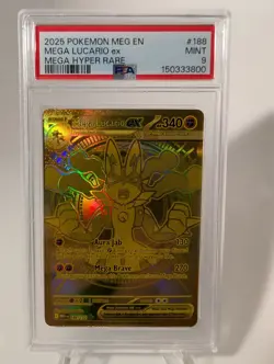 2025 Pokemon Mega Evolution Lucario ex Hyper Rare #188/132 PSA 9 - Image 1