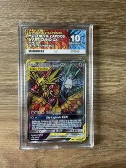 Pokemon TCG Moltres & Zapdos & Articuno GX Hidden Fates SM210 Promo Ace 10 - Image 1