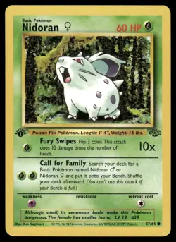 Nidoran F 57/64 1st Edition Jungle Common NM EBAY LIVE MONDAY - Image 1