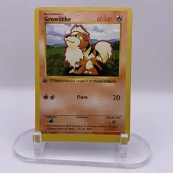 Growlithe 28/102 1st Edition Shadowless Base Set Uncommon LP WOTC Pokemon TCG - Image 1