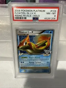 2009 POKEMON PLATINUM RISING RIVALS FLOATZEL GL LV.X #104 PSA 8 - Image 1