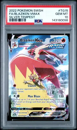 2022 POKEMON SWORD & SHIELD SILVER TEMPEST #TG15 FULL ART/BLAZIKEN VMAX PSA 10 - Image 1