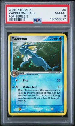 2006 POKEMON POP SERIES 3 #6 VAPOREON-HOLO PSA 8 - Image 1