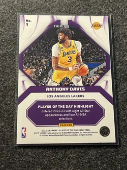 Anthony Davis /50 2022-23 Panini Player of the Day Basketball Los Angeles Lakers - Image 2