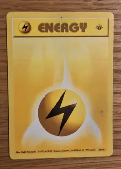 Lightning Energy 100/102 Base Set Shadowless 1st Edition Pokemon Card - MP - Image 1
