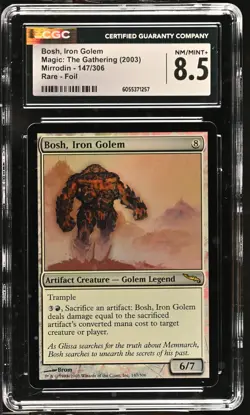 BOSH, IRON GOLEM Mirrodin Foil Rare CGC 8.5 MTG EDH [Nostalgium] - Image 1