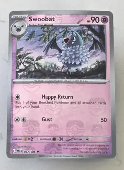 Swoobat Master Ball Pattern 037/086 White Flare Holo Pokemon Tcg Card - Image 1