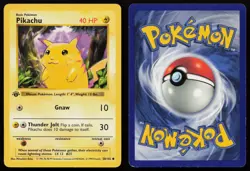 Pikachu 58/102 1st Edition Yellow Cheeks Base Set Shadowless Pokemon English MP - Image 3