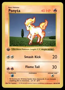 Ponyta 60/102 1st Edition Base Set Shadowless Common NM EBAY LIVE MONDAY - Image 1