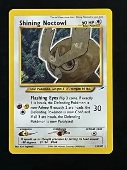 2002 POKEMON NEO DESTINY UNLIMITED HOLO SHINING NOCTOWL 110/105 - Image 1
