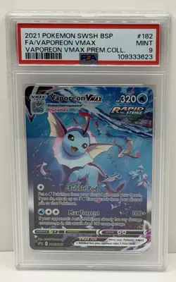 🔥2021 POKEMON SWSH BLACK STAR PROMO #182 FULL ART/VAPOREON VMAX PSA 9!🔥 - Image 1