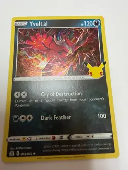 Yveltal 019/025 Rare Celebrations Pokemon Holo Near Mint - Image 1