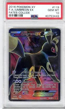 2016 Pokemon XY Fates Collide F.A./Umbreon Ex #119 PSA GEM MT 10 - Image 1