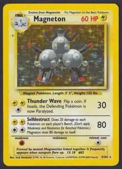 Pokemon Magneton 9/102 Holo 1999-2000 4th Print Base Set - Image 1