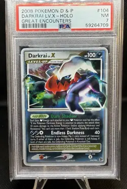 POKEMON GREAT ENCOUNTERS DARKRAI LV X #104 ULTRA RARE PSA 7 - Image 1