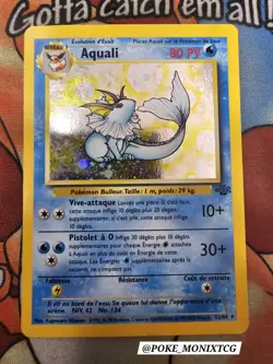 AQUALI VAPOREON FRENCH POKEMON TCG JUNGLE 12/64 HOLO LP-MP - Image 1