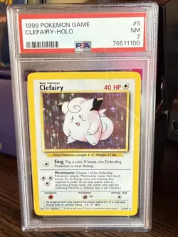 Pokemon Clefairy Base Set Unlimited Holo Rare #5 PSA 7 - Image 1