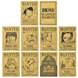 Japanese Anime One Piece Wanted Posters Gold Collectible Card Souvenir Gift - Image 1