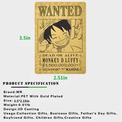 Japanese Anime One Piece Wanted Posters Gold Collectible Card Souvenir Gift - Image 3