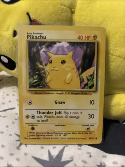 Pokemon Pikachu TCG Base Set Yellow Cheeks Lightning Card 1999 Non-Holo - Image 1
