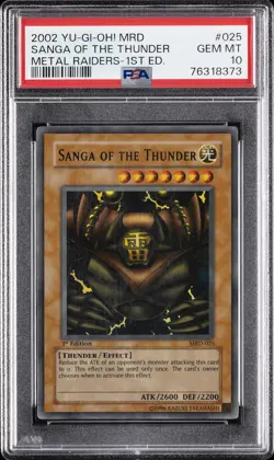 2002 YU-GI-OH! MRD-METAL RAIDERS 1ST EDITION #025 SANGA OF THE THUNDER PSA 10 - Image 1