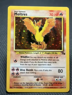 Pokemon TCG Moltres Fossil 12/62 Holo Rare Card - Image 1