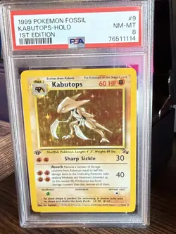 Kabutops Holo *1st Edition* PSA 8 Near Mint Pokemon Card - Fossil 1999 Set #9/62 - Image 1