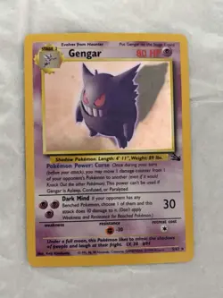 Gengar Fossil Holo Rare 80 HP Pokemon TCG 5/62 Wizards 1999 Card - Image 2