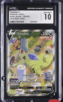 Pokemon Battle Styles - Tyranitar V 155/163 Alt Art CGC 10 Gem Mint (RegradeU) - Image 1